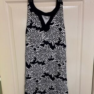 Navy and White Leaf Pattern Dress